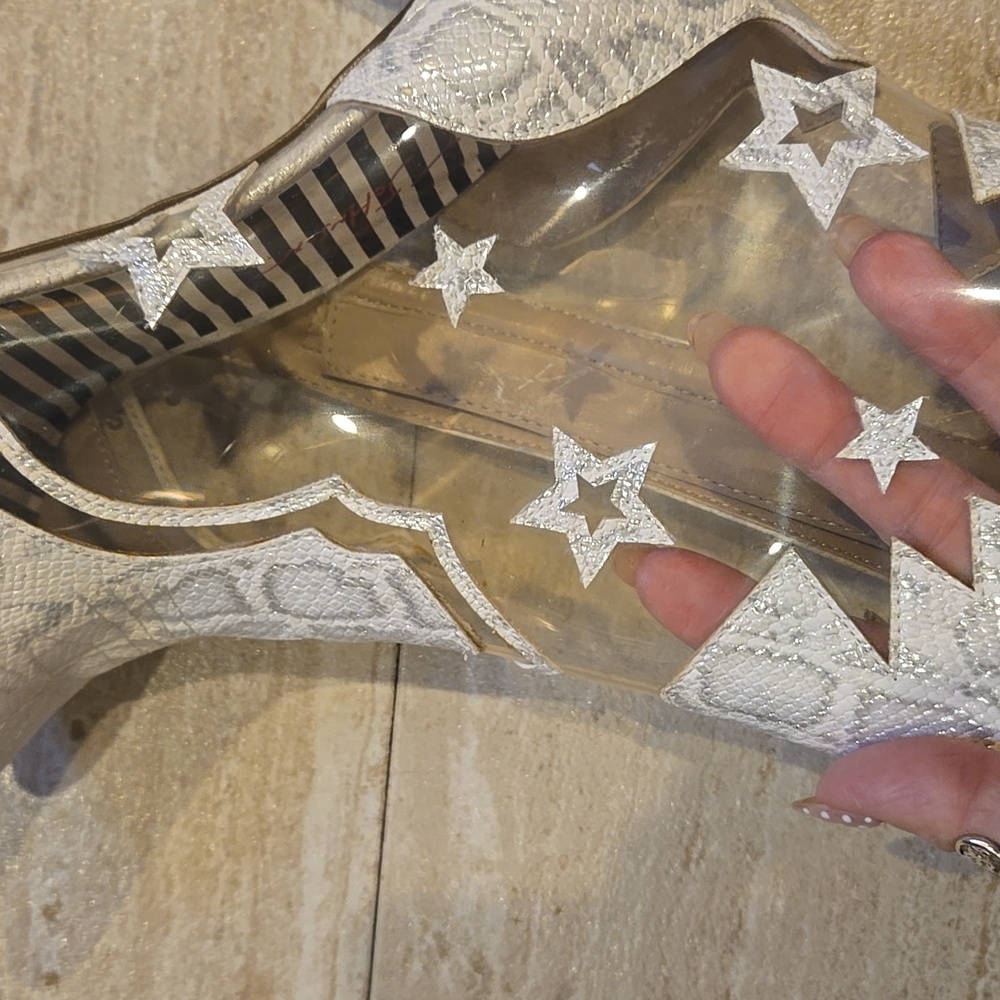 Betsey Johnson Unique Luna Snakeskin Star-Patterned Mid-Calf Western Boots - Picture 14 of 16